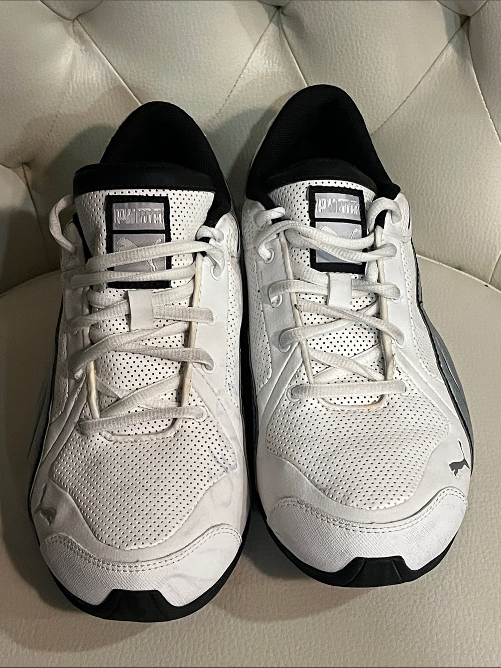 Puma White and Black women  Athletic Sneakers with Silver Heel Accent - Picture 3 of 8